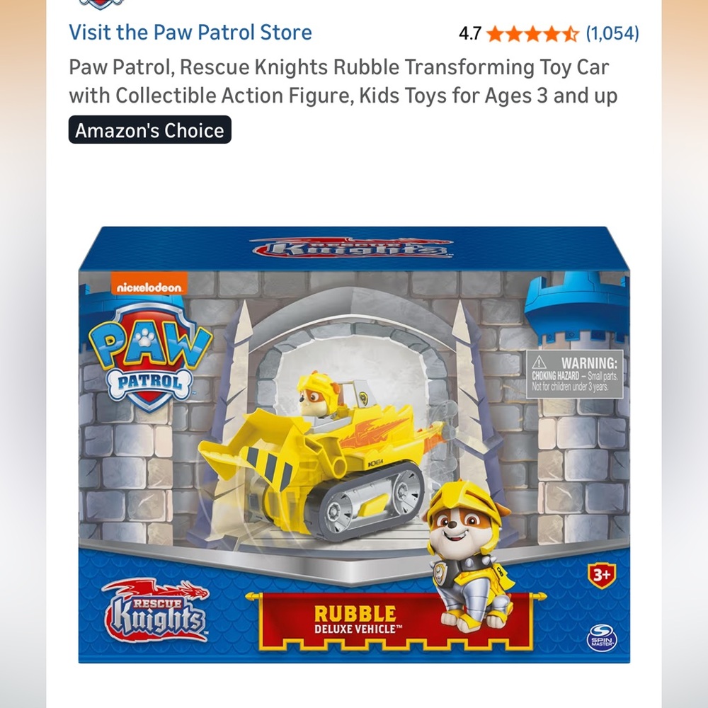 Paw Patrol, Rescue Knights Rubble Transforming Toy